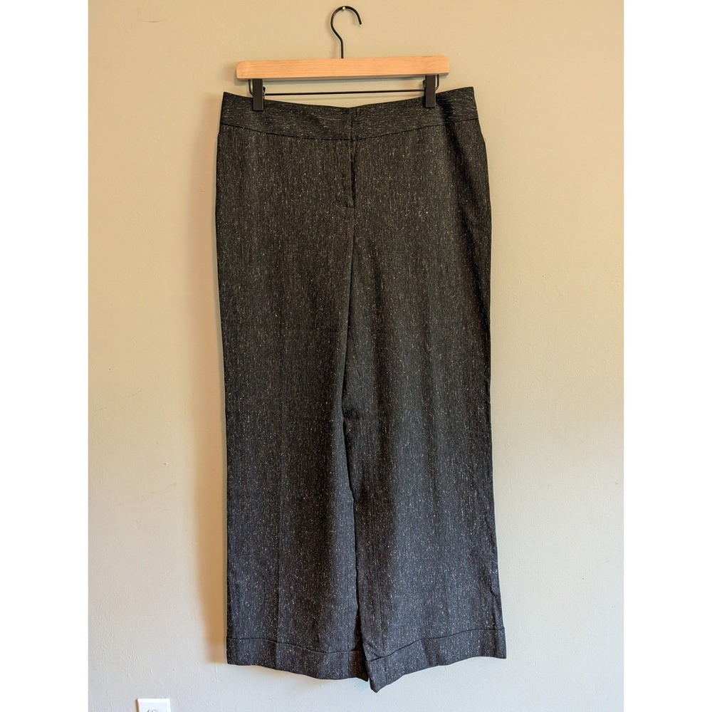 Semantiks Womens Charcoal Grey Speckled Silk Blend Wide Leg Dress Pants Sz 12